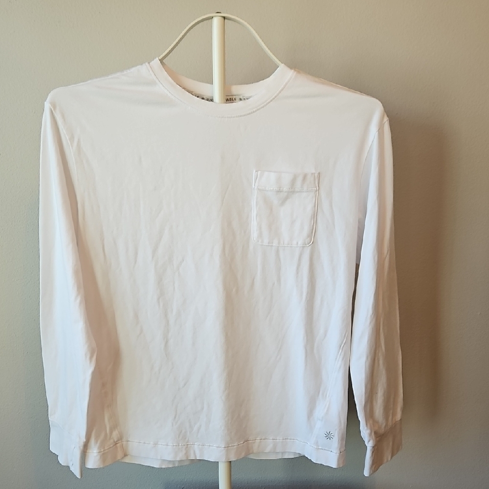 Athleta Girl Unstoppable White Long Sleeve Tee Pocket Size Large/12 Like New